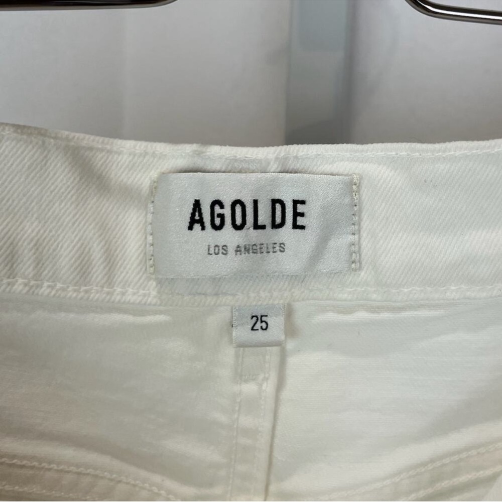 AGOLDE Riley Crop High Rise Straight Jeans Button Fly White - Picture 3 of 4